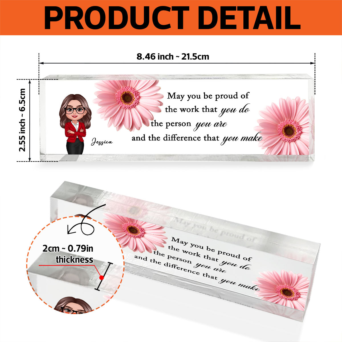 May You Be Proud Of The Work You Do Personalized Acrylic Name Plate, Coworker Appreciation Gift, Retirement Gift For Coworkers, Boss, Teachers
