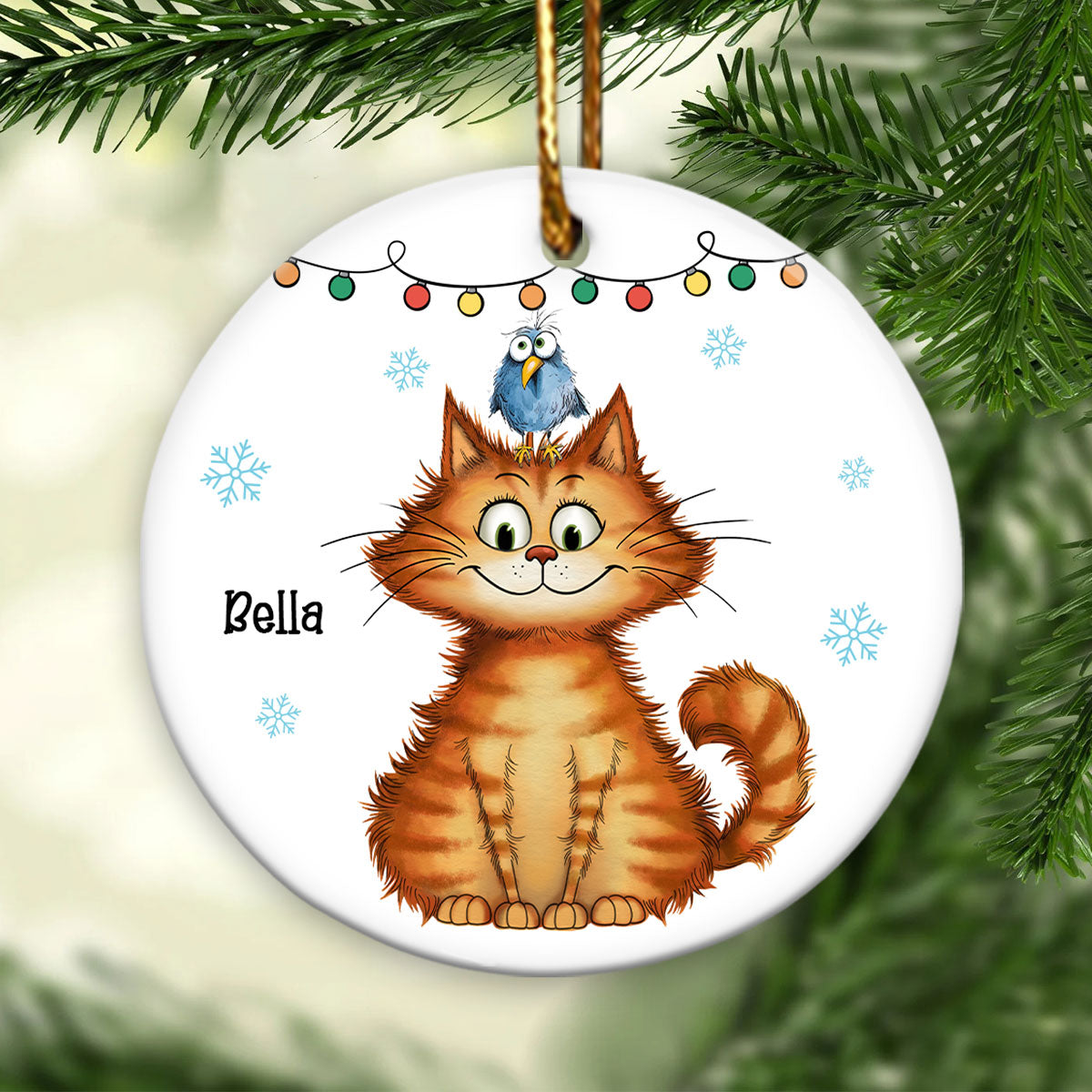 Funny Quirky Cats Personalized Ceramic Ornament, Christmas Gift For Cat Lovers