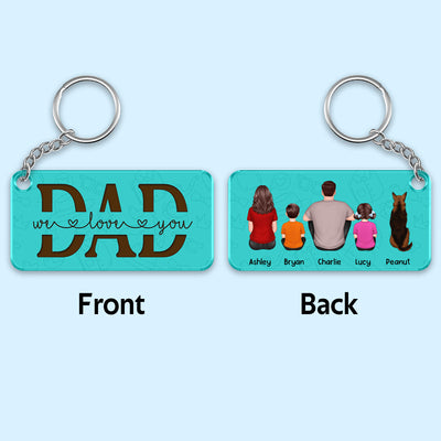 Best Dad Ever Back View Man Kids Dog Cat Personalized Acrylic Keychain