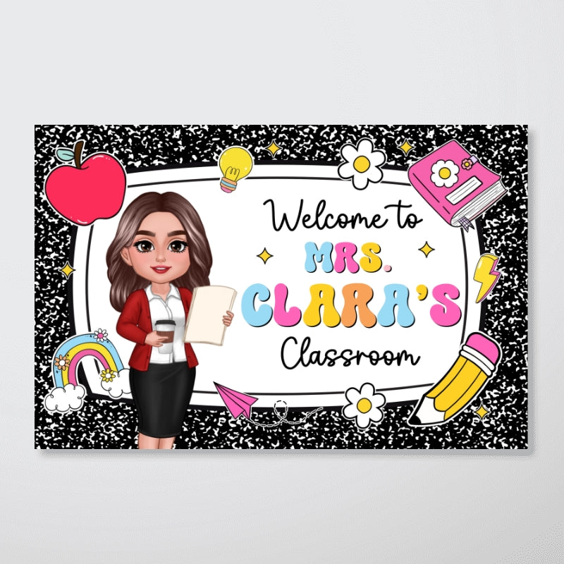 Teacher Composition Book Pattern Personalized Poster, Back To School Gift