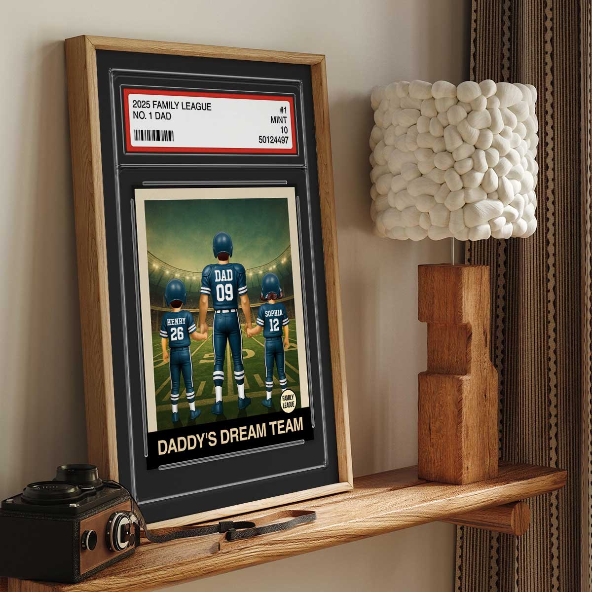 Football No. 1 Dad Man & Kids Trading Card Style Personalized Poster