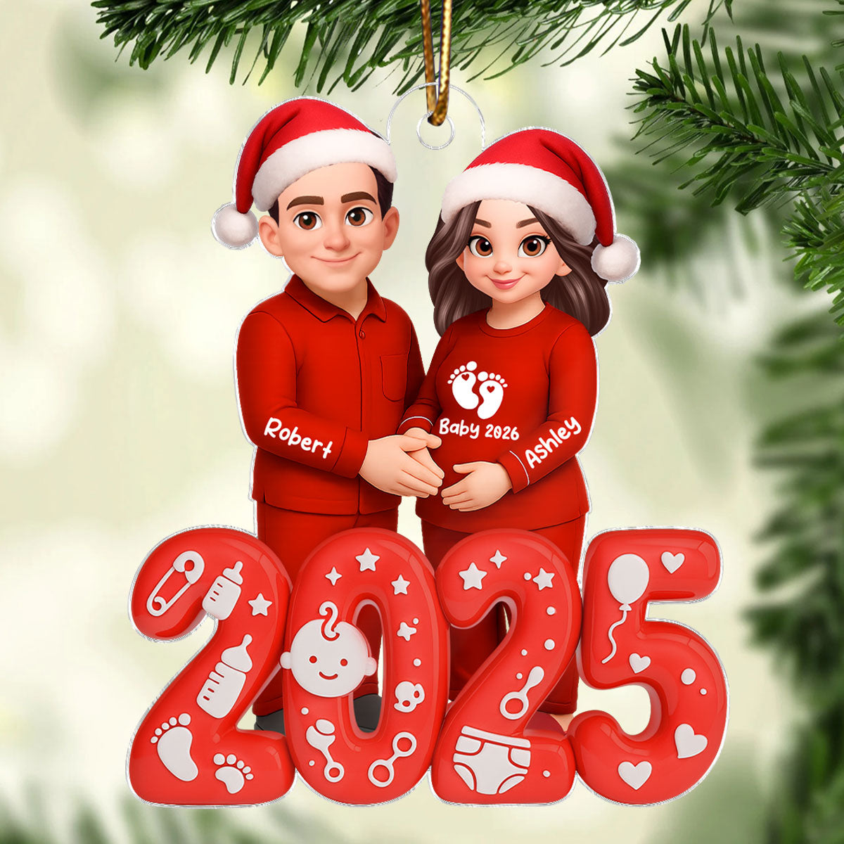2025 Expecting Parents - Personalized Acrylic Ornament - Christmas Gift for Expecting Parents