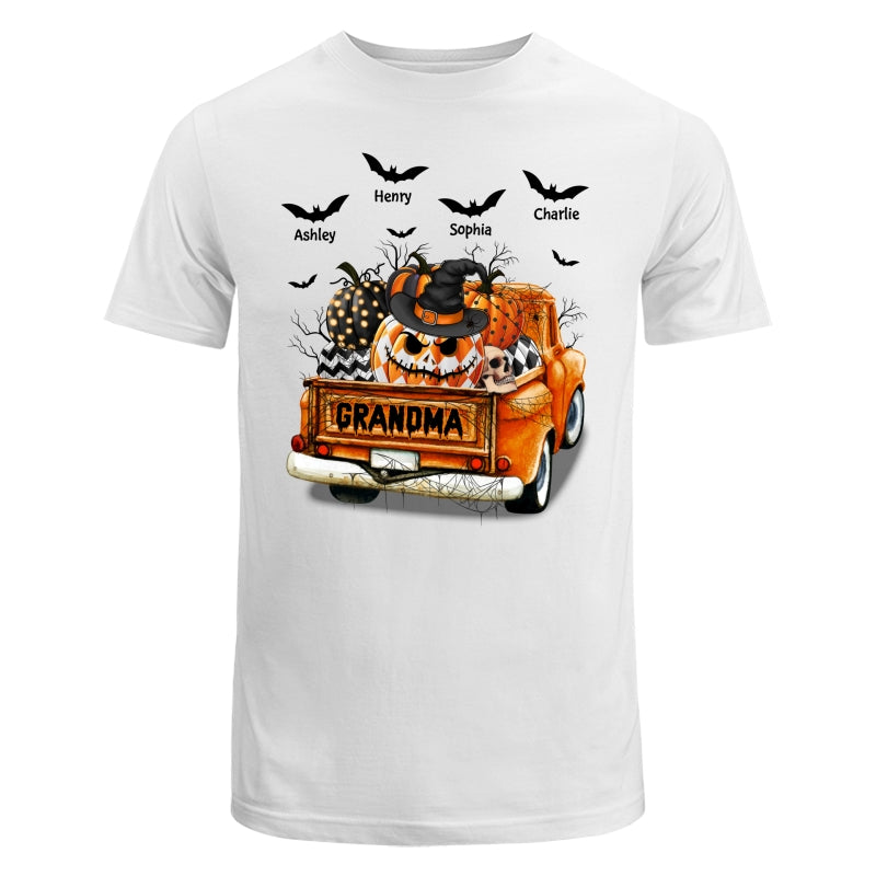 Grandma Mom Halloween Patterned Pumpkins Truck Personalized Shirt