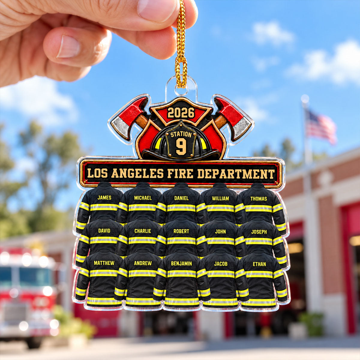 Firefighter Group Squad And Team - Personalized Acrylic Ornament - Christmas Gift For Firefighter Squad, Station, Department