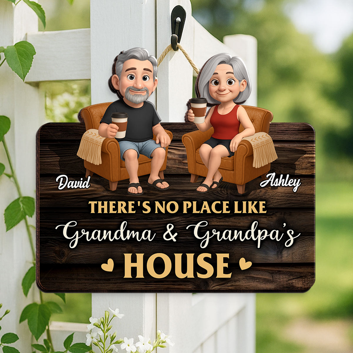 Welcome To Grandma Grandpa House Personalized Wood Sign - Trending Custom