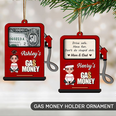 Hidden Message Gas Pump Shaped Personalized Gas Money Holder Ornament, Unique Christmas Gift For Teenager Driver, Funny 16 Birthday Gift