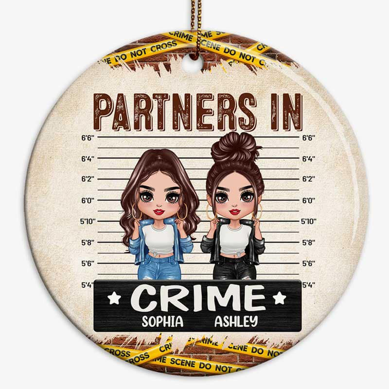 Partners In Crime Cool Doll Besties Personalized Circle Ornament