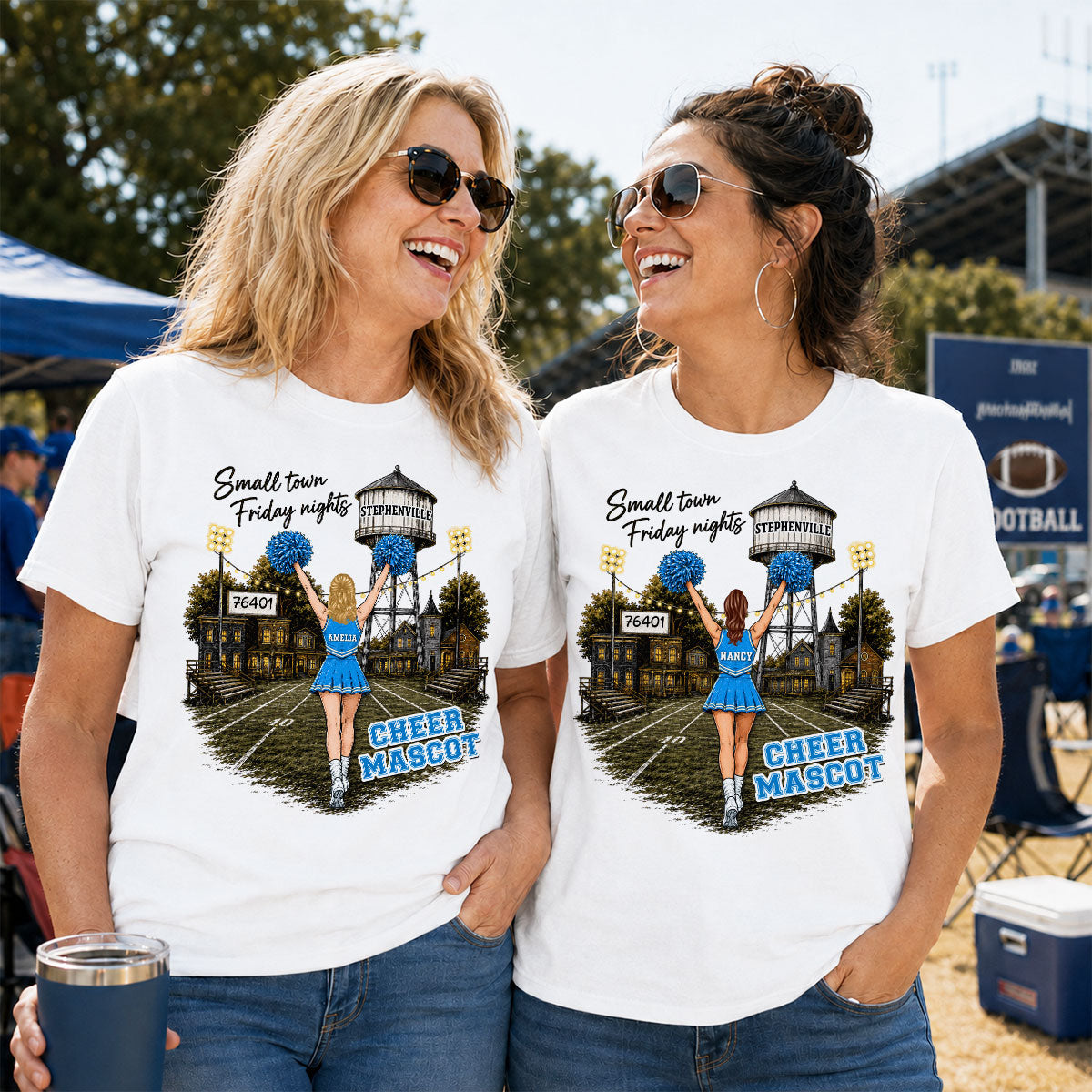 Custom Town Name & Zip Code Cheerleader - Personalized Shirt - Hometown Spirit, Big Dreams Football
