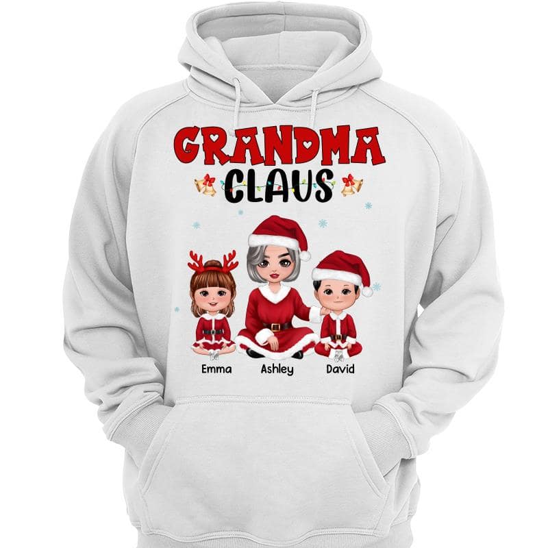 Grandma Claus Grandkids Christmas Personalized Shirt Hoodie