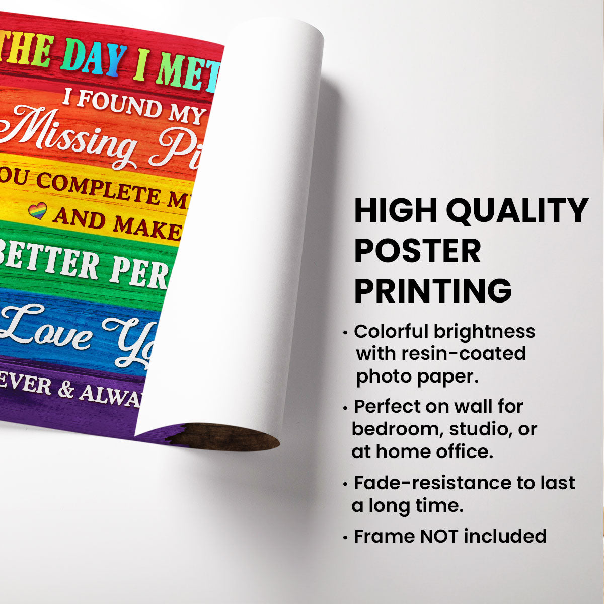 Half LGBT Flag Couple The Day I Met You Pride Month Personalized Poster, Gift For Couple