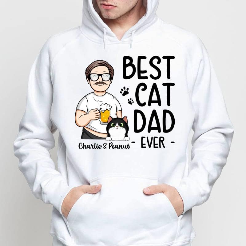 Funny Cartoon Man Best Cat Dad Ever Personalized Shirt