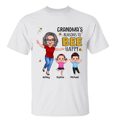 Reasons Bee Happy Grandma & Grandkids Gift For Grandma Mom Personalized Shirt