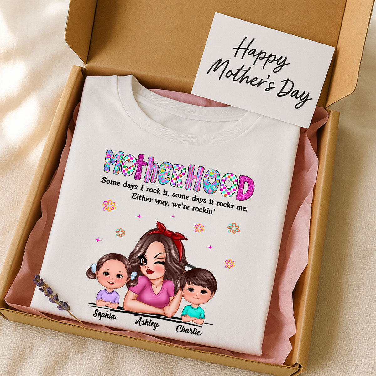 Rockin' Mother Hood Pretty Mom & Kids Personalized Shirt