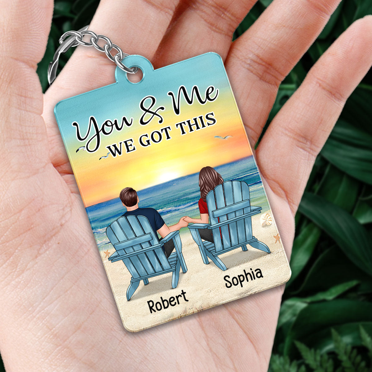 Couple Back View At Beach Favorite Song Scannable QR Code Personalized Acrylic Keychain