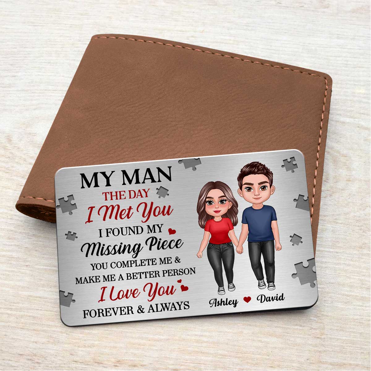 My Man The Day I Met You Couple Personalized Metal Wallet Card