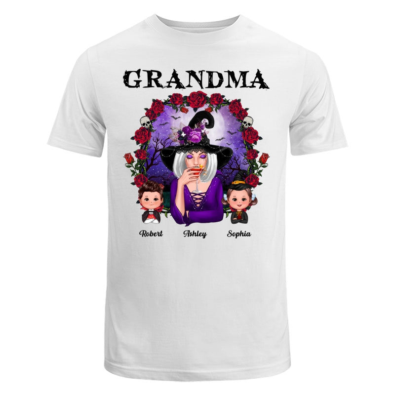 Halloween Roses Frame Grandma With Grandkids Personalized Shirt