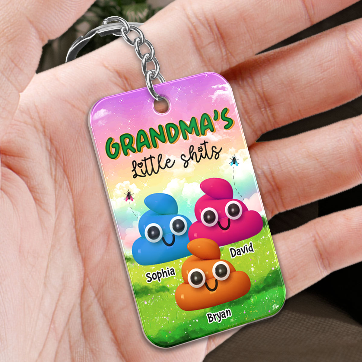 Funny Grandma‘s Little Kids Personalized Acrylic Keychain