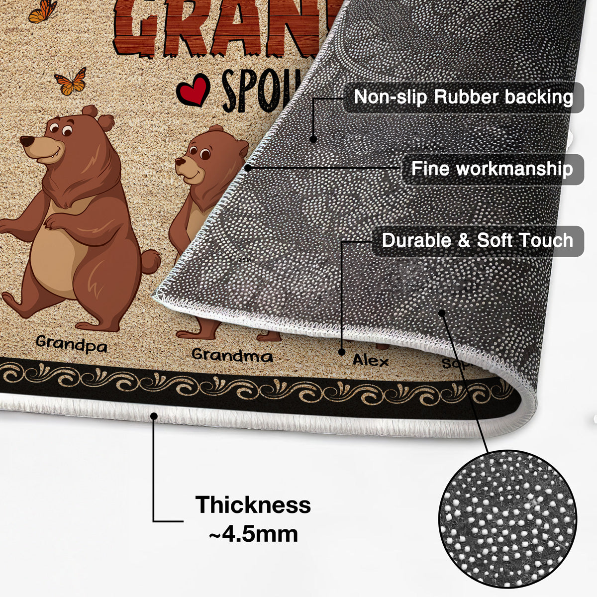 Bear Grandparents Grandkids Spoiled Here Home Decor Gift For Grandparents Personalized Doormat