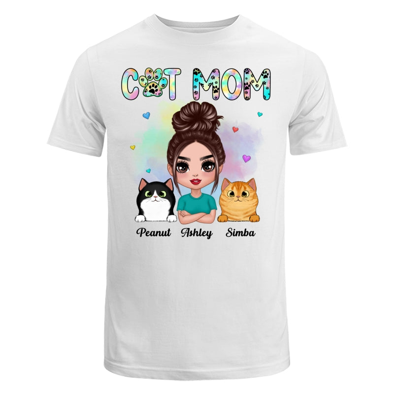 Pastel Paw Patterns Doll Cat Mom Fluffy Cats Personalized Shirt