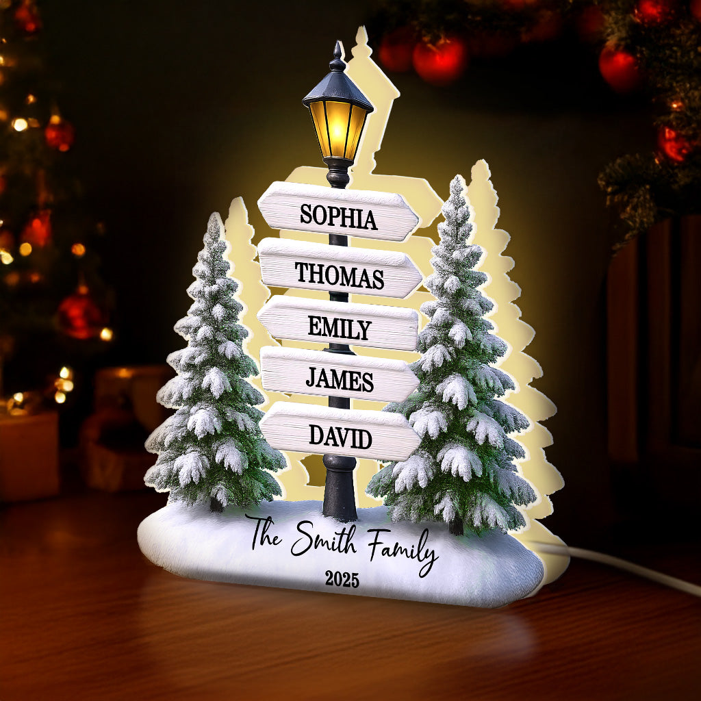 Christmas Family Lamp Posts Directional Signs - Personalized Light Box - Gift For Family
