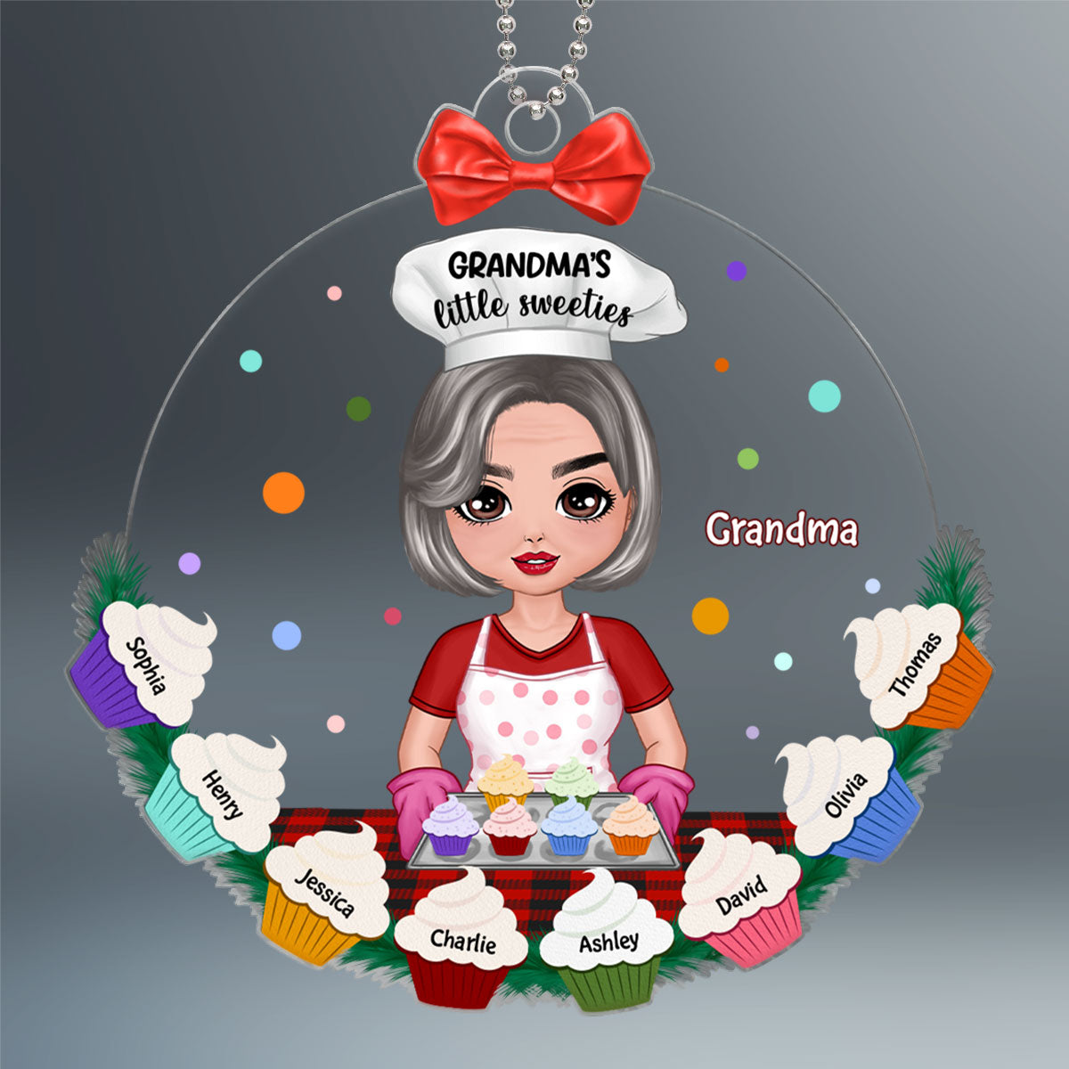 Grandma Mom Christmas Baking Cookies Personalized Acrylic Ornament