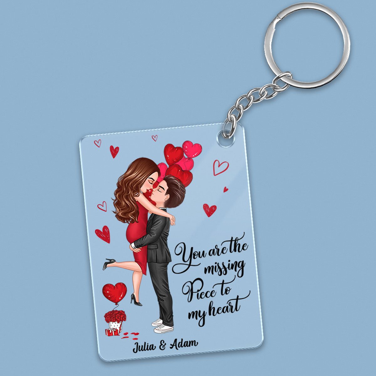 Couple Hugging Kissing Balloon The Missing Piece Together Since Personalized Acrylic Keychain
