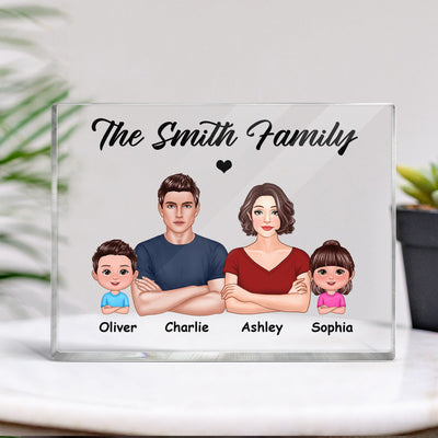 Pretty Family Crossed Arms Personalized Horizontal Acrylic Block Plaque