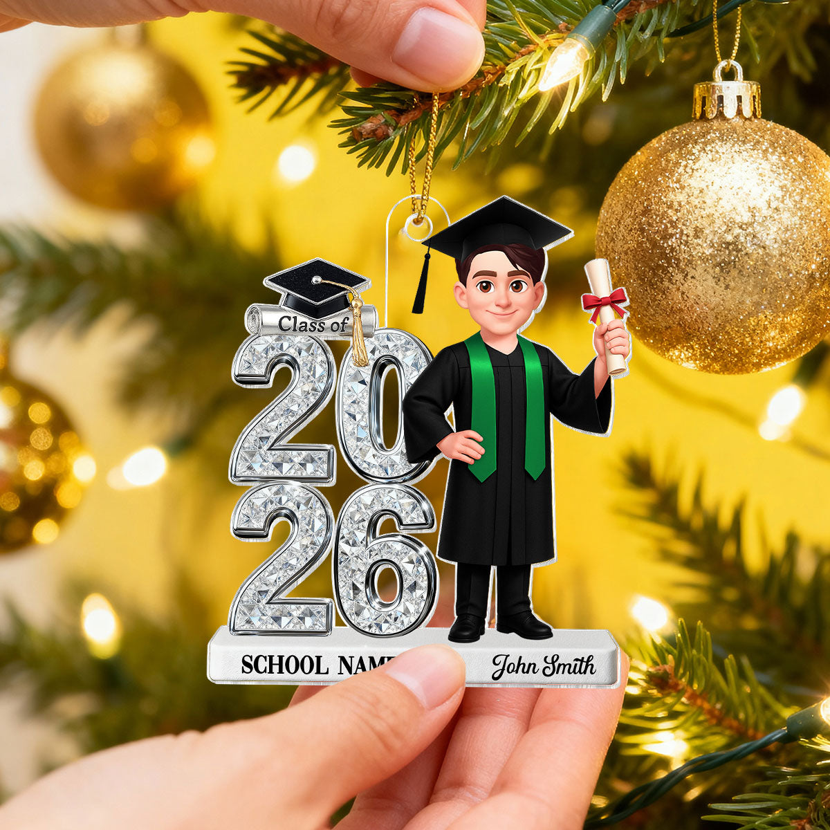 3D Shiny Effect Class Of 2025 2026 Senior - Personalized Acrylic Car Hanger- Gift For Graduates, Daughter, Son