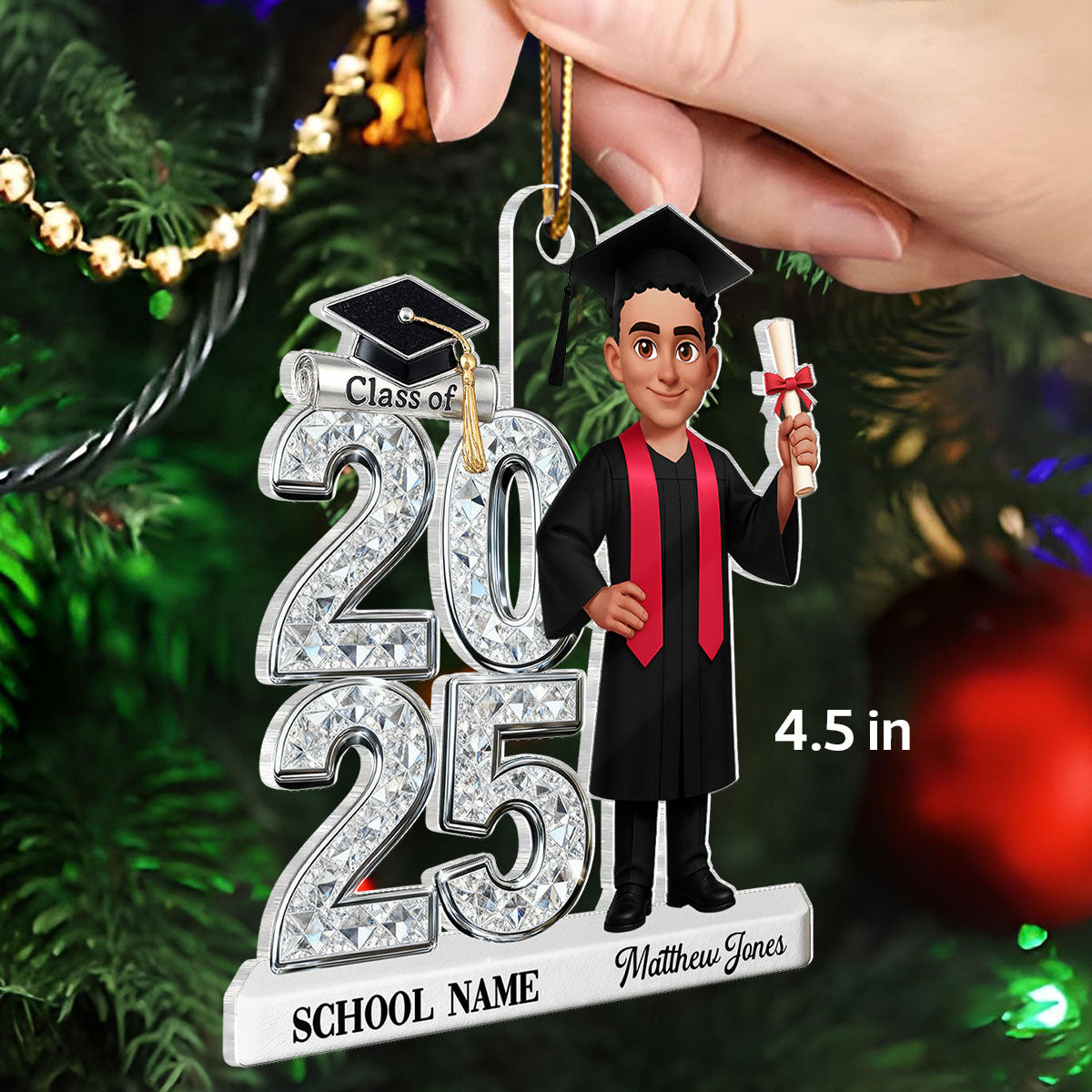 3D Shiny Effect Class Of 2025 2026 Senior - Personalized Acrylic Car Hanger- Gift For Graduates, Daughter, Son
