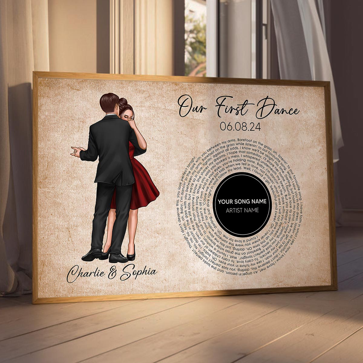 Our First Dance Couple Dancing Favorite Song Vinyl RecordPersonalized Poster, Heartfelt  Gift, Wedding Gift For Couple, For Him, For Her