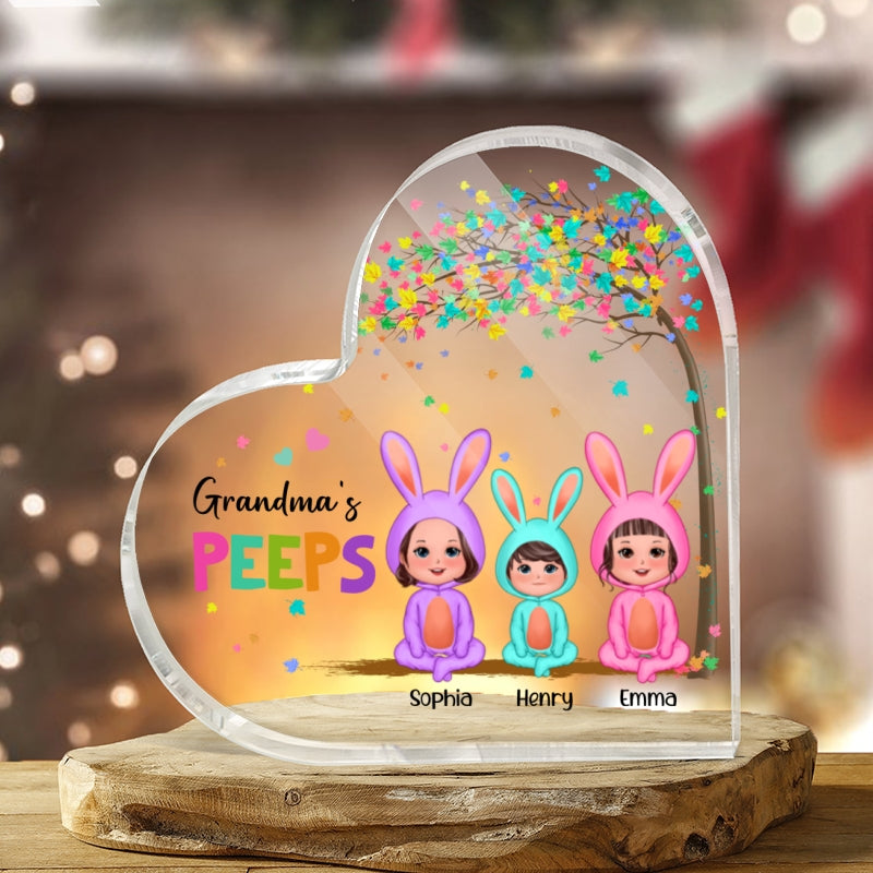 Grandma‘s Peep Doll Kids Easter Personalized Acrylic Heart Plaque