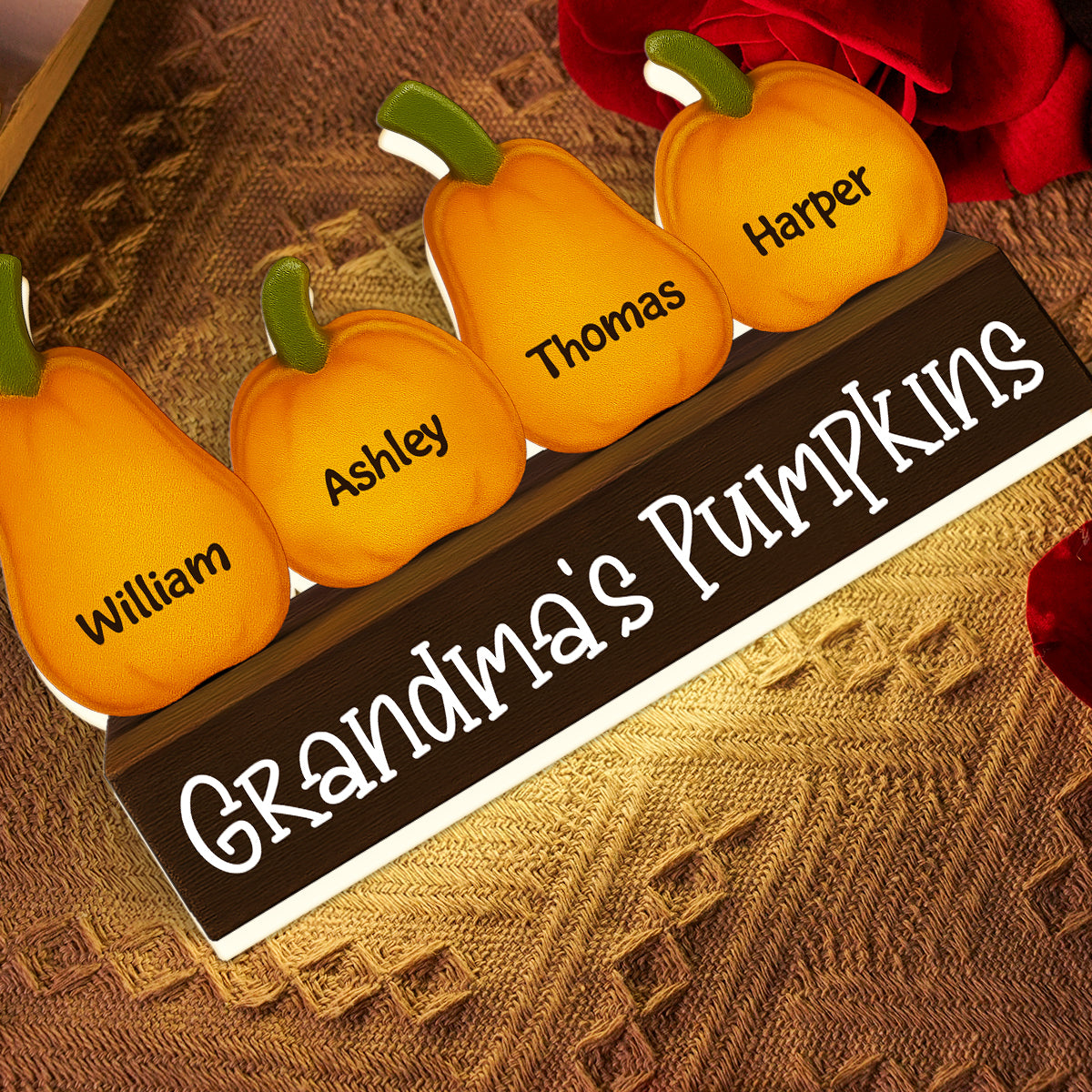 3D Effect Grandma Little Pumpkins Personalized LED Light Box