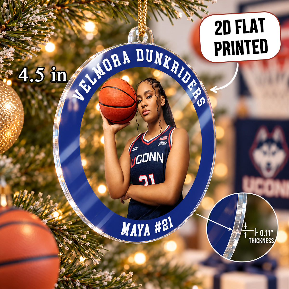 Custom Photo Basketball - Personalized Acrylic Ornament - Basketball Keepsake, Christmas Gift for Daughter, Son, Grandkids