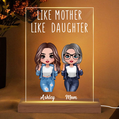 Like Mother Like Daughter Cool Doll Personalized Acrylic LED Night Light