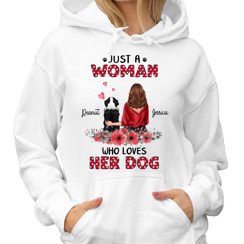 Polka Dot Pattern Back View Just A Woman Loves Dog Personalized Shirt