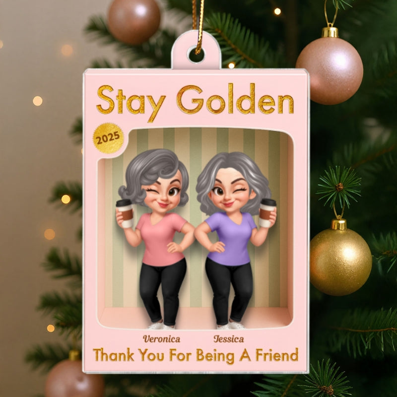 Old Besties Thank You For Being A Friend Toy Box Style - Personalized Acrylic Ornament - Christmas Gift For Best Friends