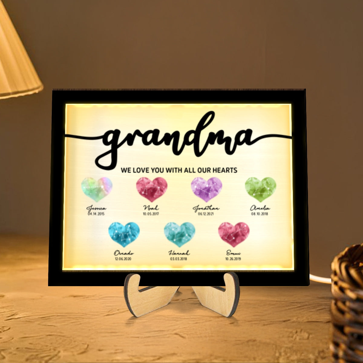 Birthstone Constellations Personalized 2-Layer Wooden Plaque With LED, Gift, Grandparents Day Gift, Gift for Her, Mom Gift, For Grandma