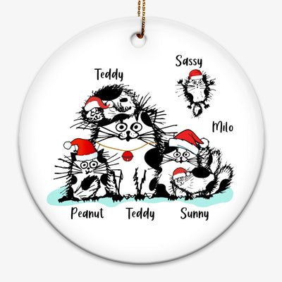 Funny Cat Christmas Personalized Circle Ornament