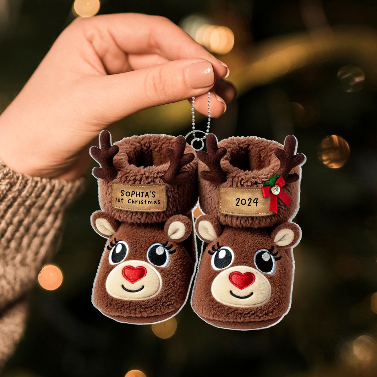 Baby Cozy Fleece Booties 2D Flat Personalized Acrylic Ornament