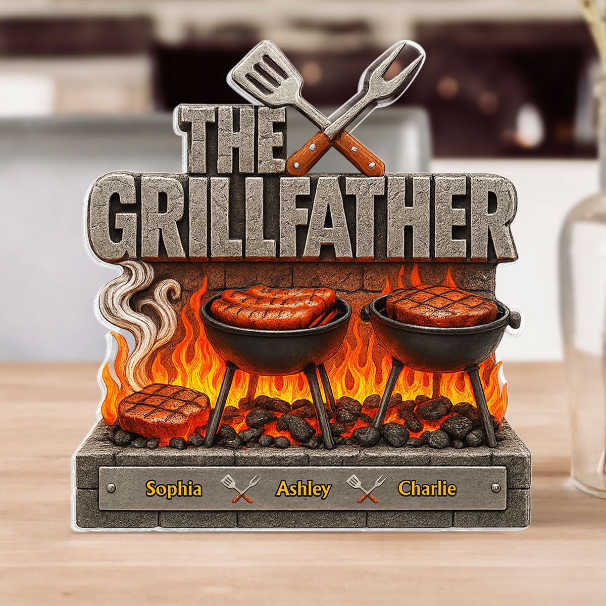 The Grillfather Personalized Custom Shaped Acrylic Block, Father's Day gift