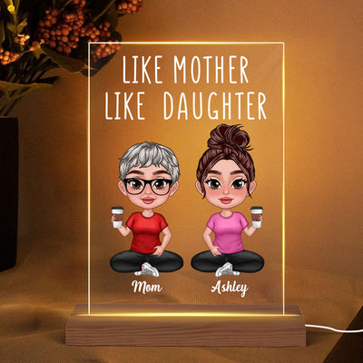 Like Mother Like Daughter Doll Women Thick Lips Personalized Rectangle Acrylic Plaque With LED Night Light