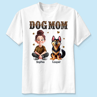 Leopard Dog Mom Animation Cartoon Personalized Shirt, Gift For Dog Lovers