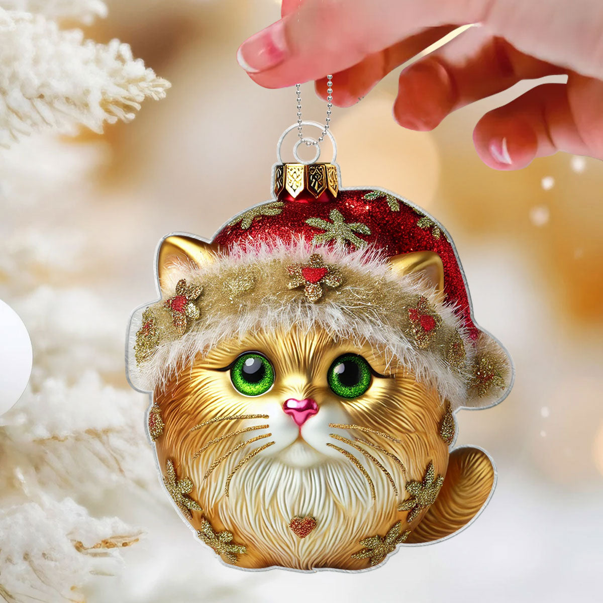 Christmas Cats 2D Flat Personalized Acrylic Ornament, Christmas Gift For Cat Lovers