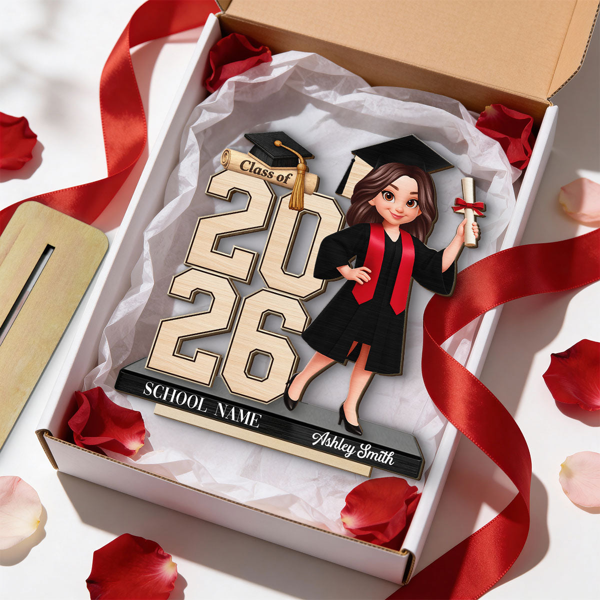 Class Of 2026 2027 Senior 2D Flat - Personalized 2-Layered Wooden Plaque - Graduation Gift For Graduates, Daughter, Son