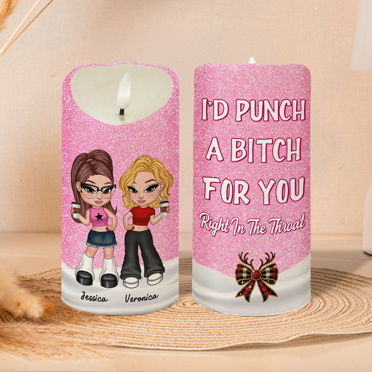I'd Punch A Bitch For You Besties Gift Personalized LED Candle