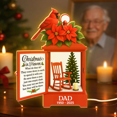 Christmas In Heaven Cardinal - Personalized Light Box - Meaningful Sympathy Memorial Keepsake
