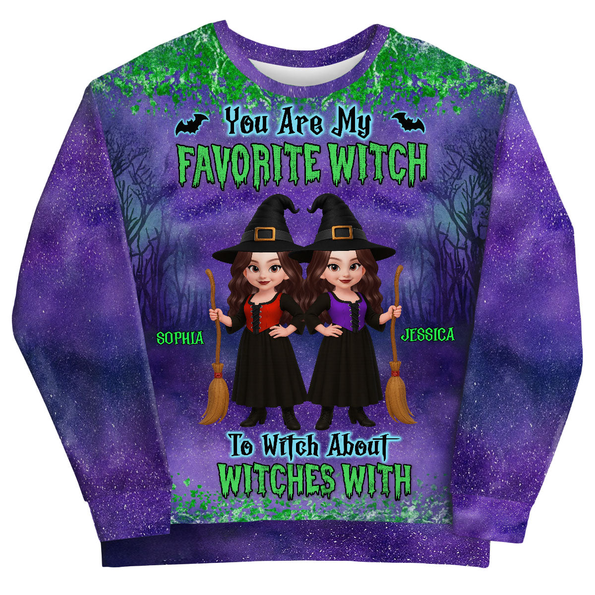 Halloween Witch Besties Matching Personalized 3D Sweatshirt