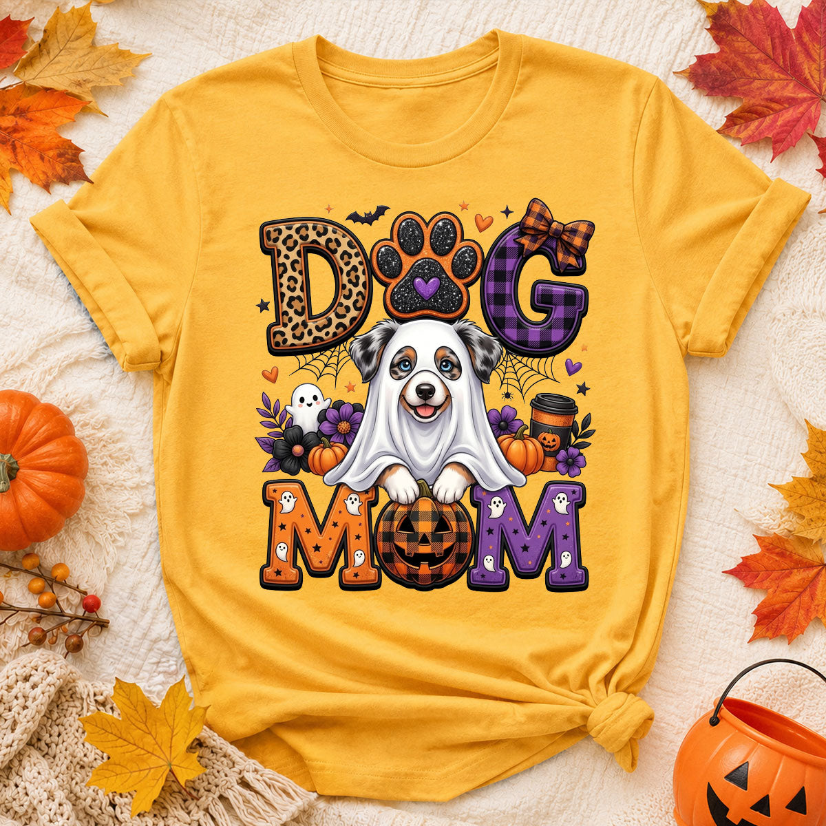 Halloween Dog Mom - Personalized Shirt - Custom Dog Photo, Fall Pumpkin Halloween Trendy Tee for Dog Moms