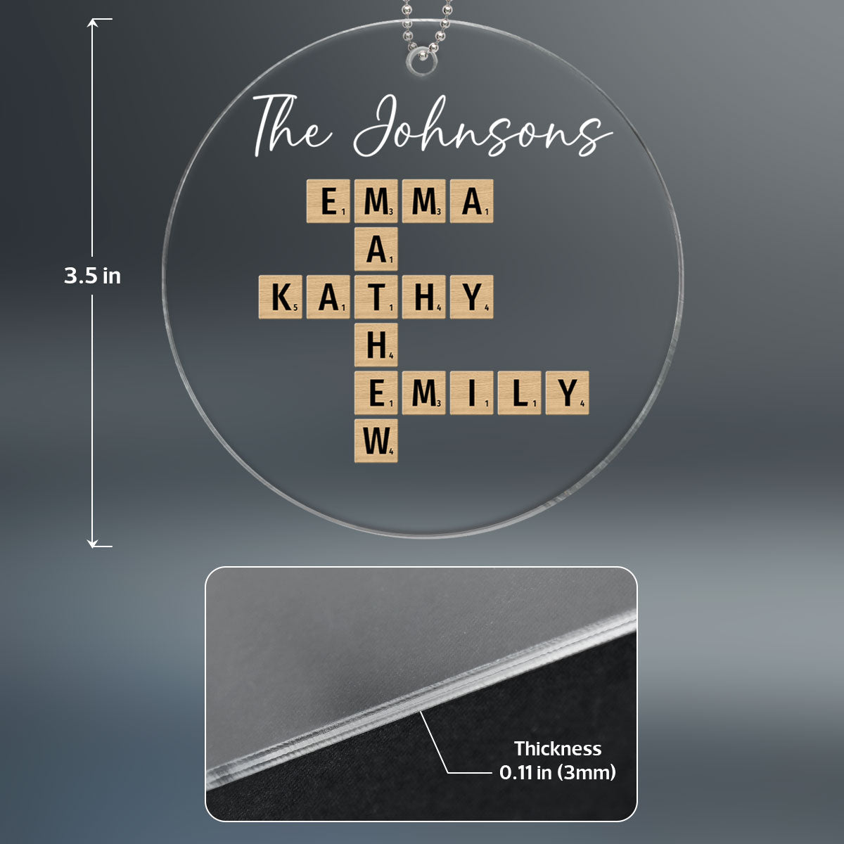 Family Crossword Puzzle Art - Personalized Acrylic Ornament