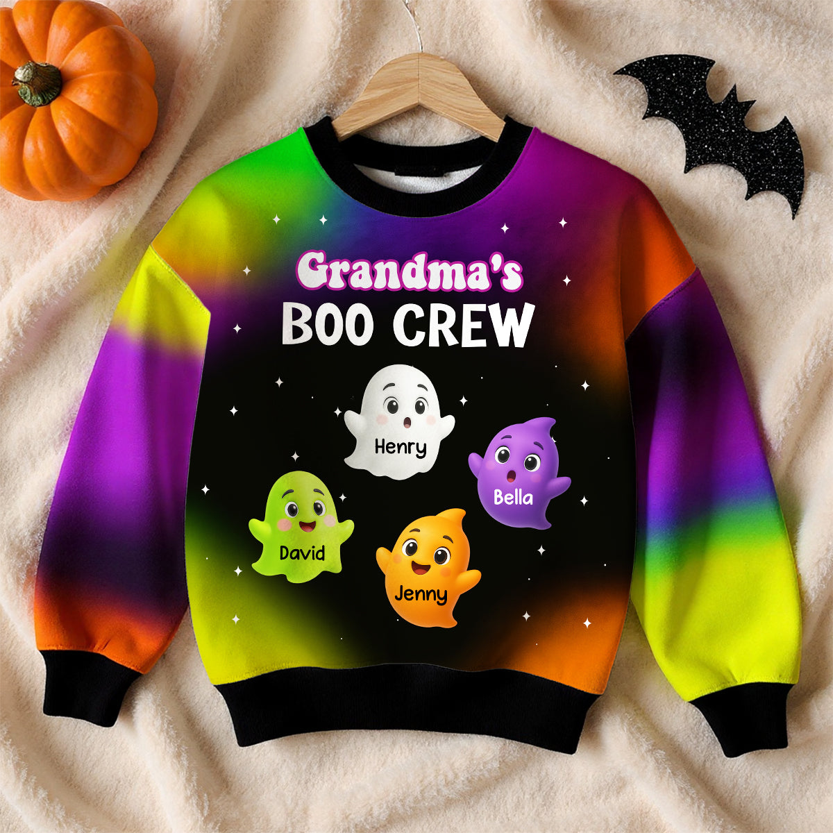 Grandma Mom Boo Crew Personalized 3D Sweatshirt, Halloween Gift for Grandma